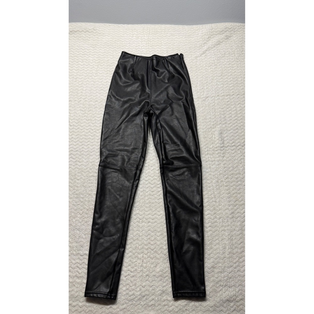 Abercrombie & Fitch Womens Black Vegan Leather High Rise Side Zip Leggings XS